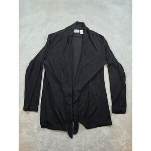 Chico's Travelers Cardigan Womens Size 2 Black Tie Front Draped Stretch